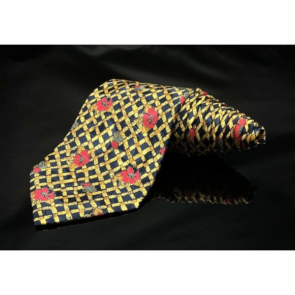BrioniMEN'S TIE YELLOW, BLACK, RED/FLOWER PRINT